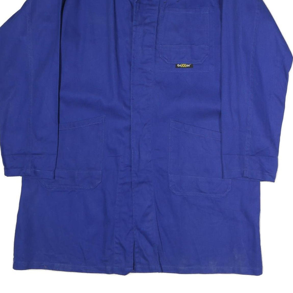 TEXXOR Mens Blue Workwear Cotton Blend Jacket XL Plain Button Closure