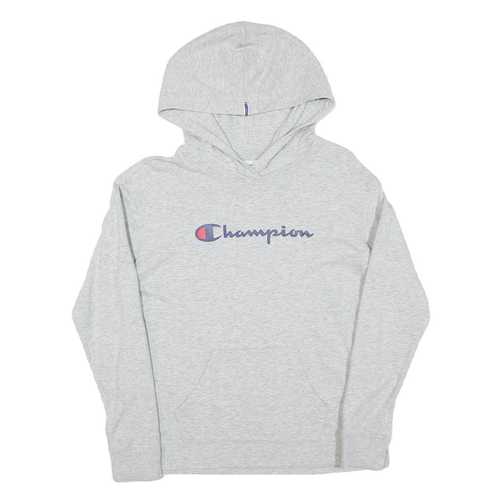 CHAMPION Mens Grey Pullover Hoodie S Classic Logo Cotton Casual Sweatshirt