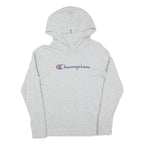 CHAMPION Mens Grey Pullover Hoodie S Classic Logo Cotton Casual Sweatshirt