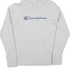 CHAMPION Mens Grey Pullover Hoodie S Classic Logo Cotton Casual Sweatshirt