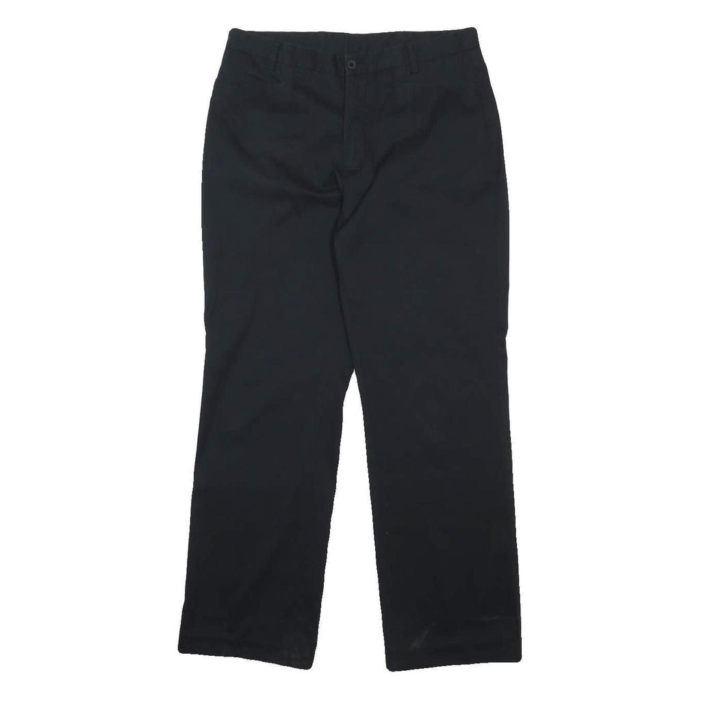 NIKE Mens Cotton Blend Black Relaxed Straight Trousers W32 L32 Casual Zip