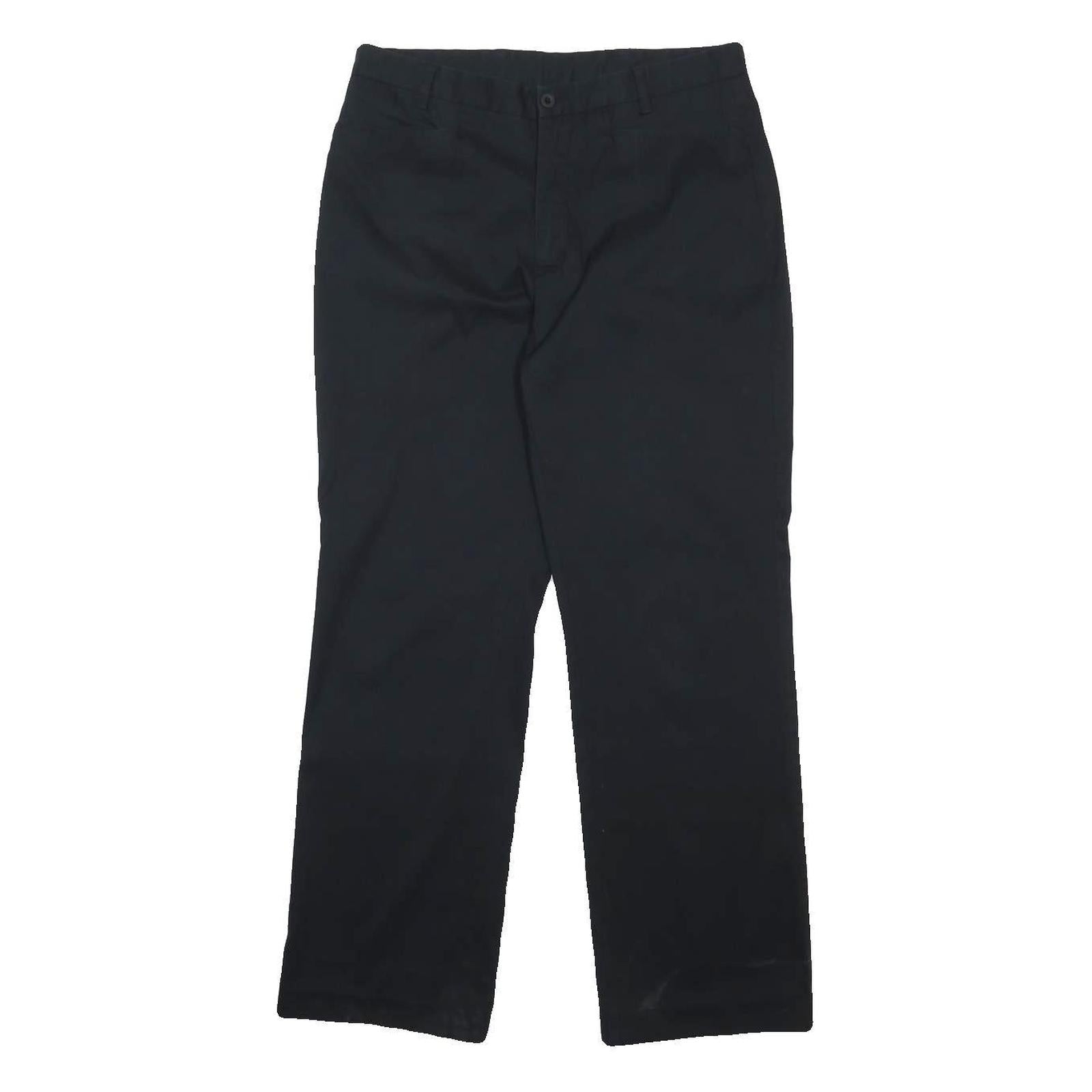 NIKE Mens Cotton Blend Black Relaxed Straight Trousers W32 L32 Casual Zip