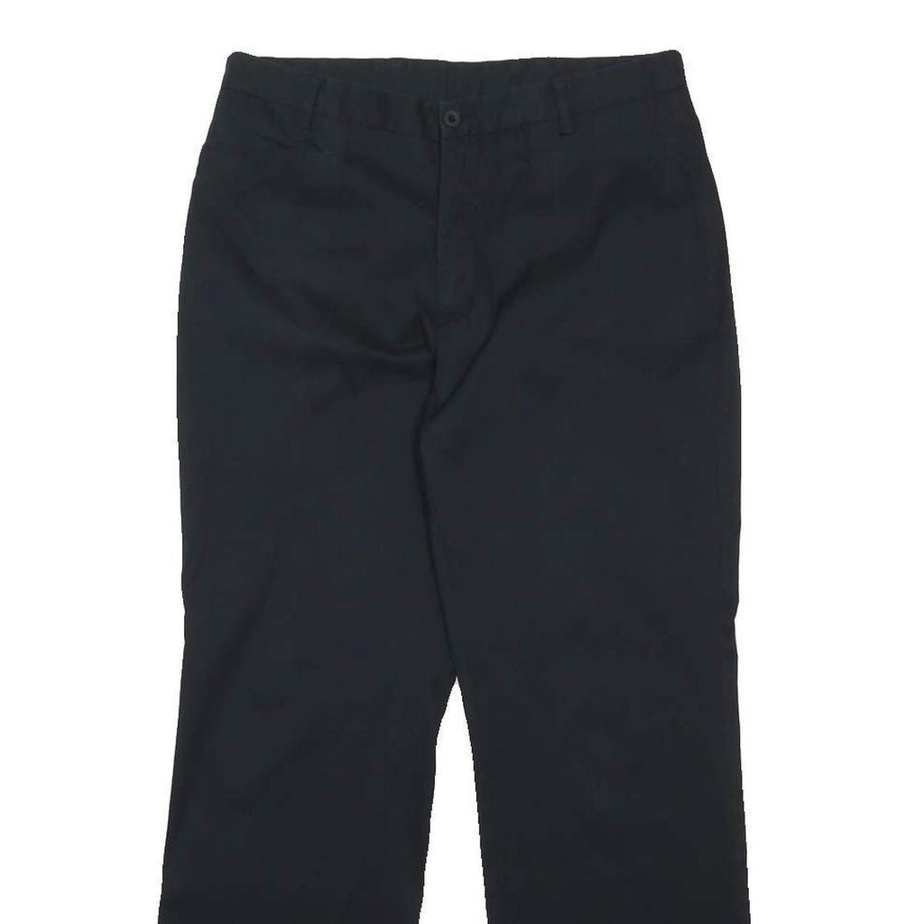 NIKE Mens Cotton Blend Black Relaxed Straight Trousers W32 L32 Casual Zip
