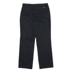 NIKE Mens Cotton Blend Black Relaxed Straight Trousers W32 L32 Casual Zip