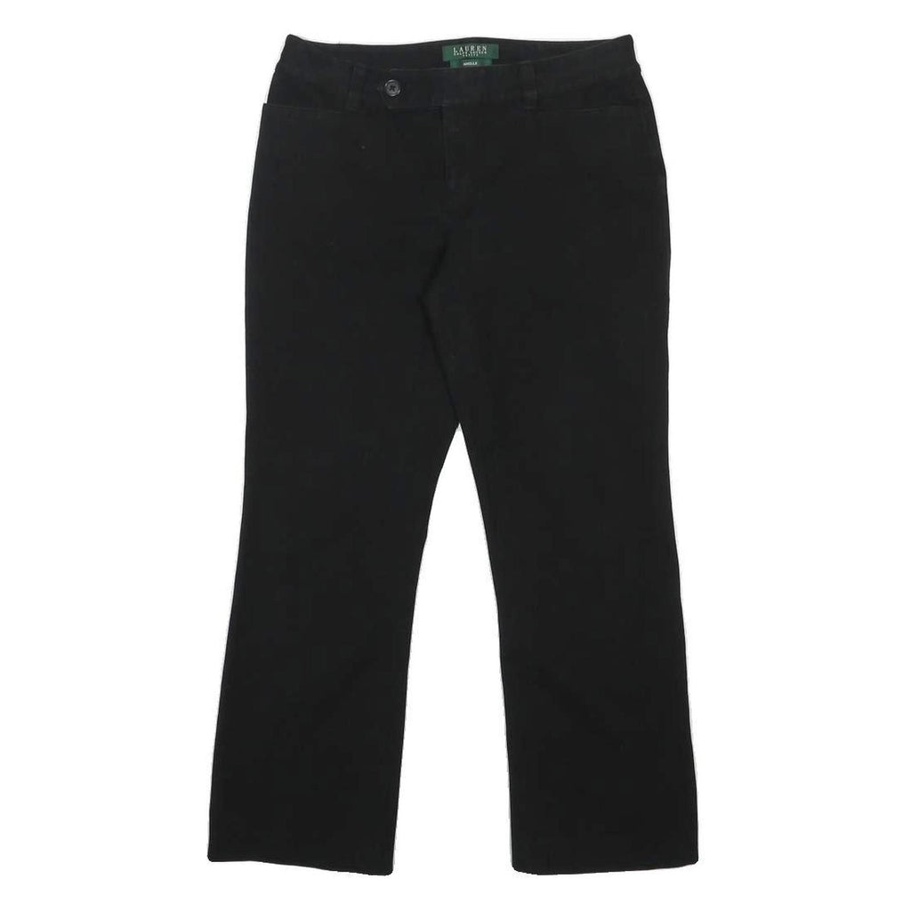 LAUREN RALPH LAUREN Womens Cotton Blend Black Regular Fit Straight Trousers W28