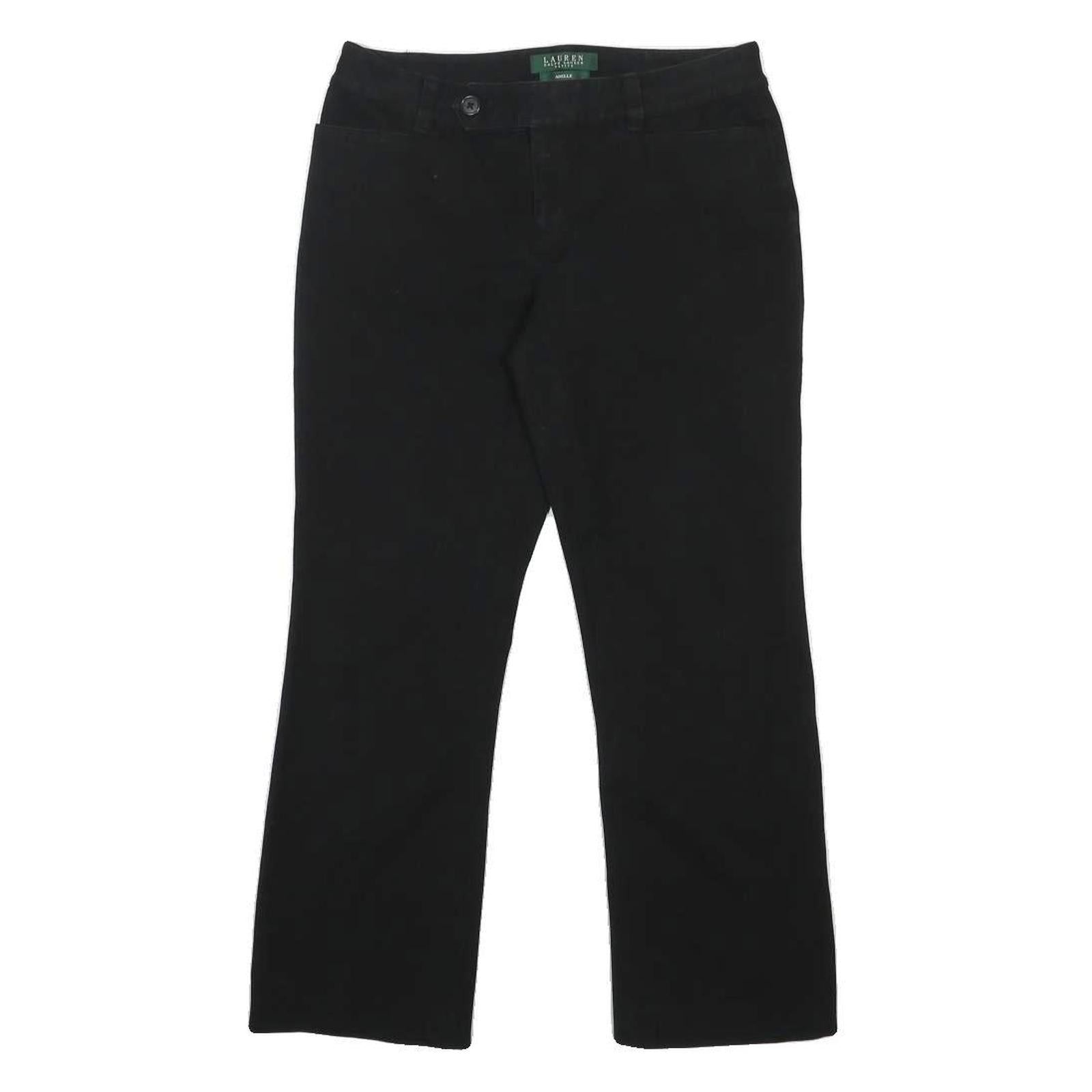 LAUREN RALPH LAUREN Womens Cotton Blend Black Regular Fit Straight Trousers W28