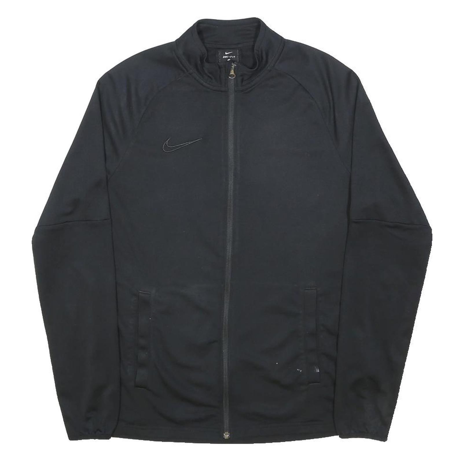 NIKE Mens Black Jacket M Polyester Zip Plain Sportswear Fitness Activewear