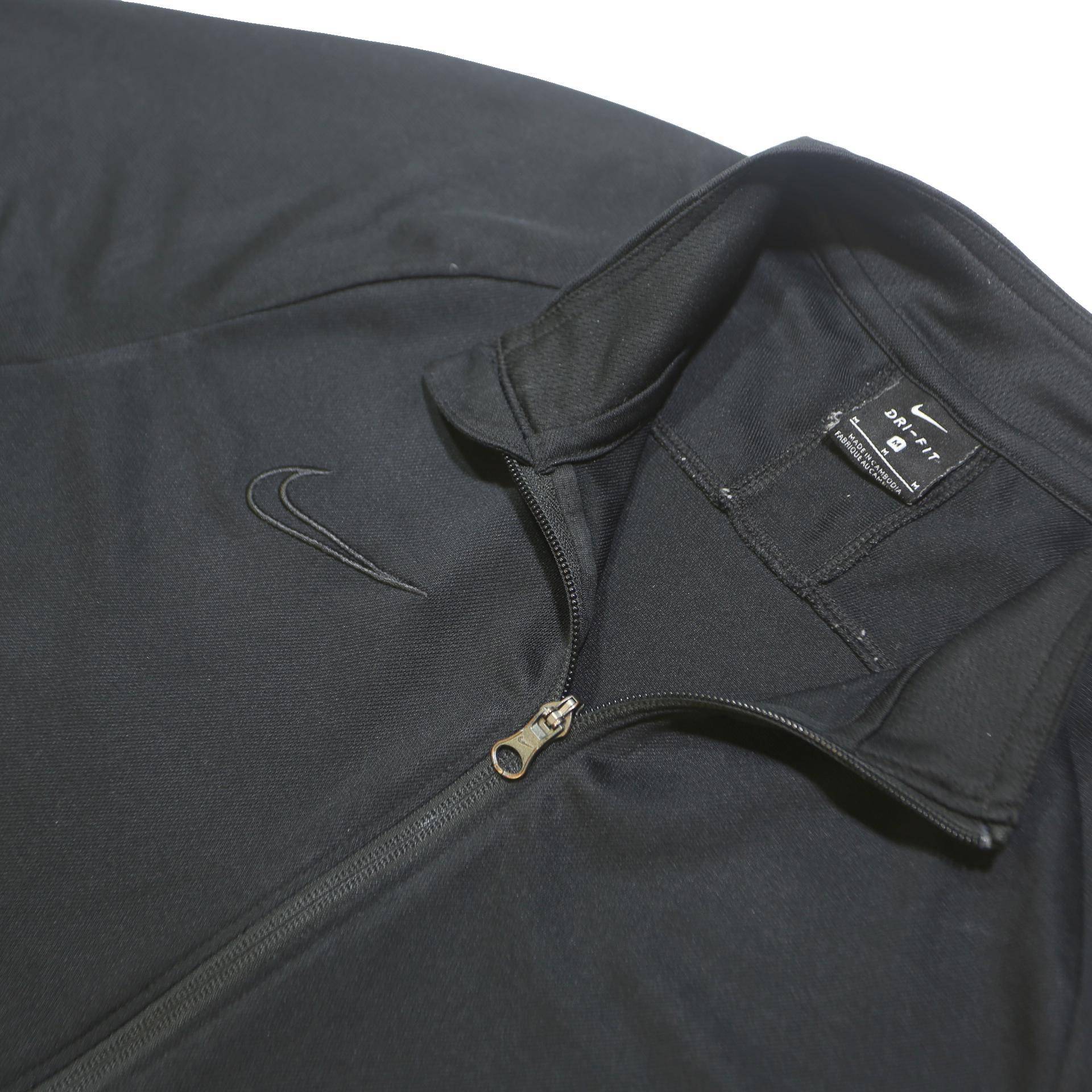 NIKE Mens Black Jacket M Polyester Zip Plain Sportswear Fitness Activewear