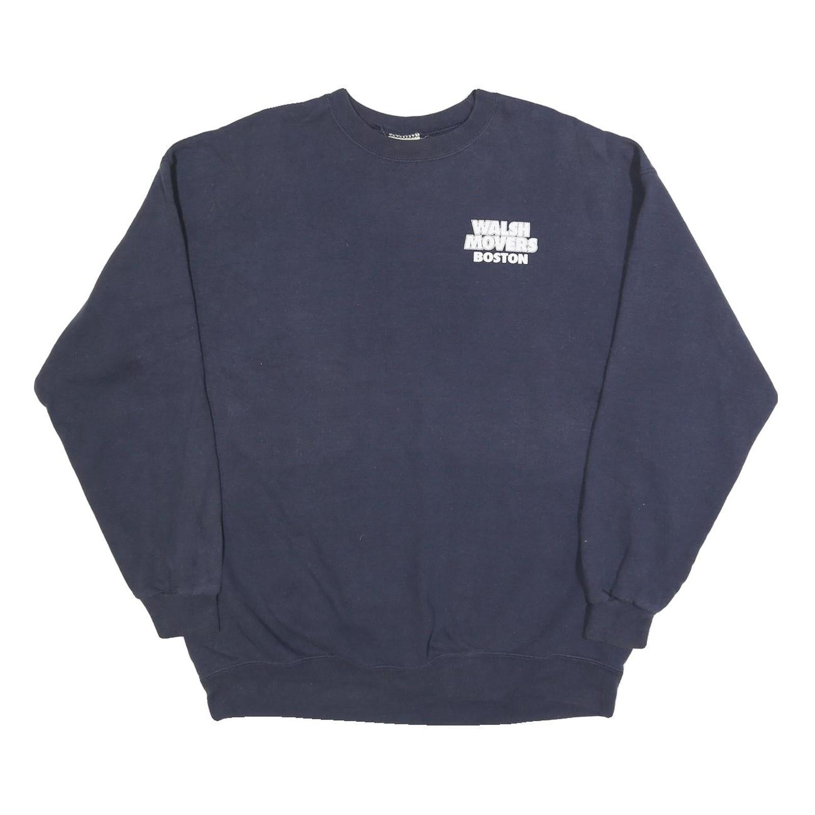 LEE Mens Navy Blue Sweatshirt Crew Neck L Walsh Movers Boston Graphic Print