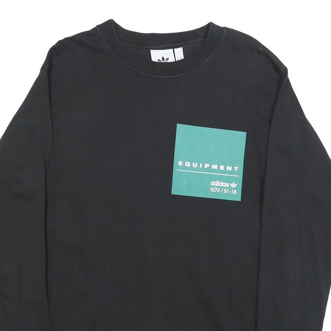 ADIDAS Mens Black EQT Long Sleeve Crew Neck Graphic T-Shirt M