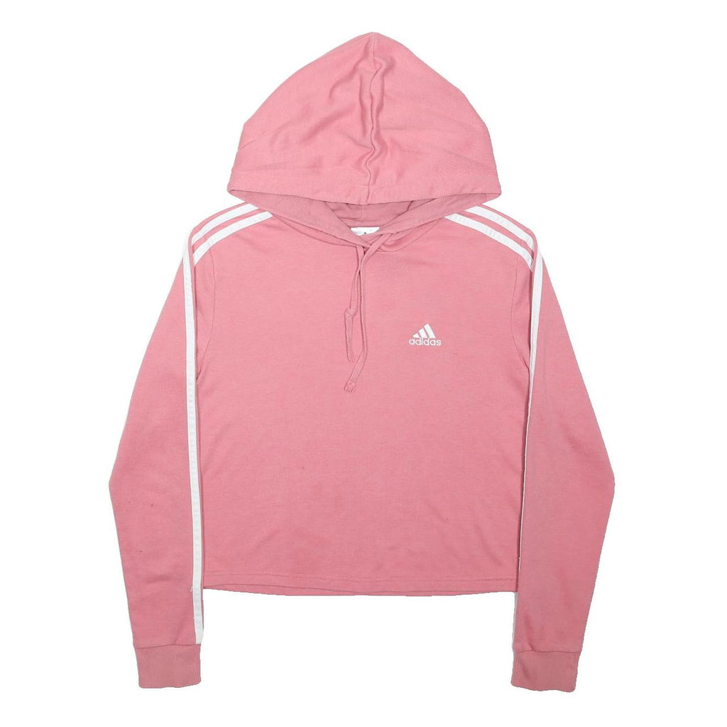 ADIDAS Womens Pink Hoodie XS Long Sleeve Crew Neck Casual Cotton Blend Top