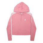 ADIDAS Womens Pink Hoodie XS Long Sleeve Crew Neck Casual Cotton Blend Top