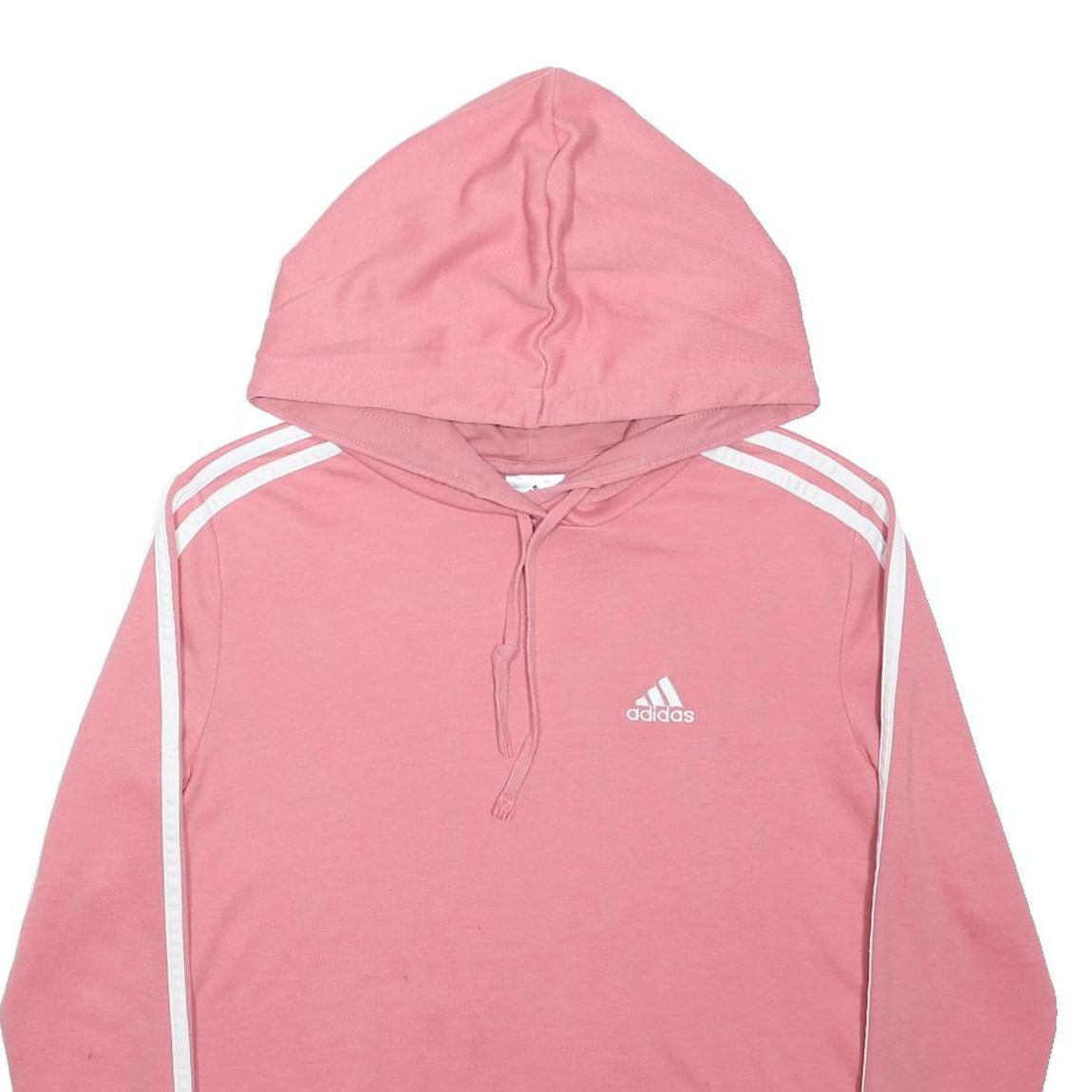 ADIDAS Womens Pink Hoodie XS Long Sleeve Crew Neck Casual Cotton Blend Top