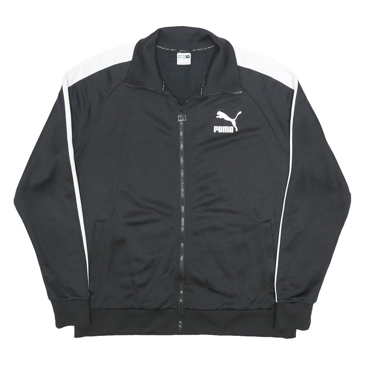 PUMA Mens Black & White Track Jacket XL Polyester Zip Plain Sportswear