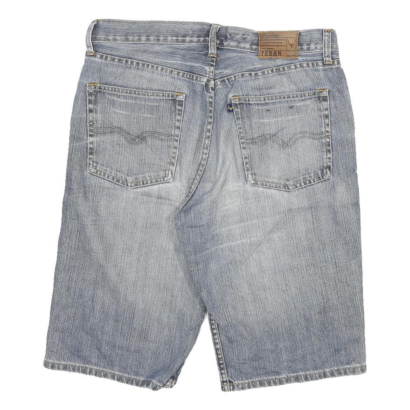 TEXAN Mens Denim Blue Casual Shorts L W32 Comfort Fit Cotton Blend