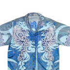 HANGZHOU Mens Shirt Blue Crazy Pattern M
