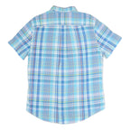 TOMMY HILFIGER Mens Blue Plaid Cotton Shirt Short Sleeve L Casual Summer