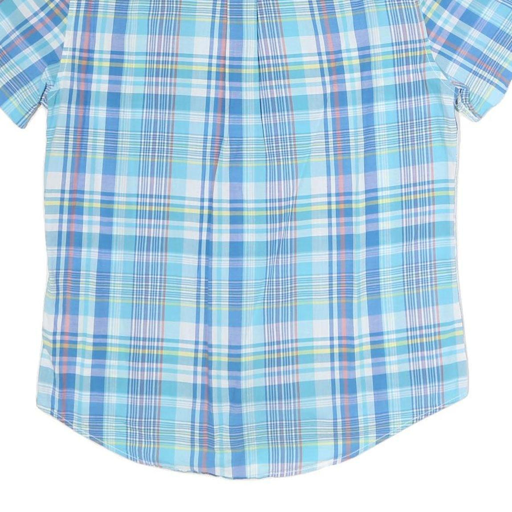 TOMMY HILFIGER Mens Blue Plaid Cotton Shirt Short Sleeve L Casual Summer