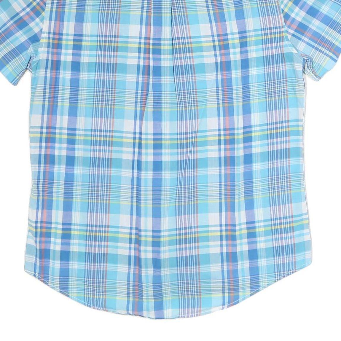 TOMMY HILFIGER Mens Blue Plaid Cotton Shirt Short Sleeve L Casual Summer