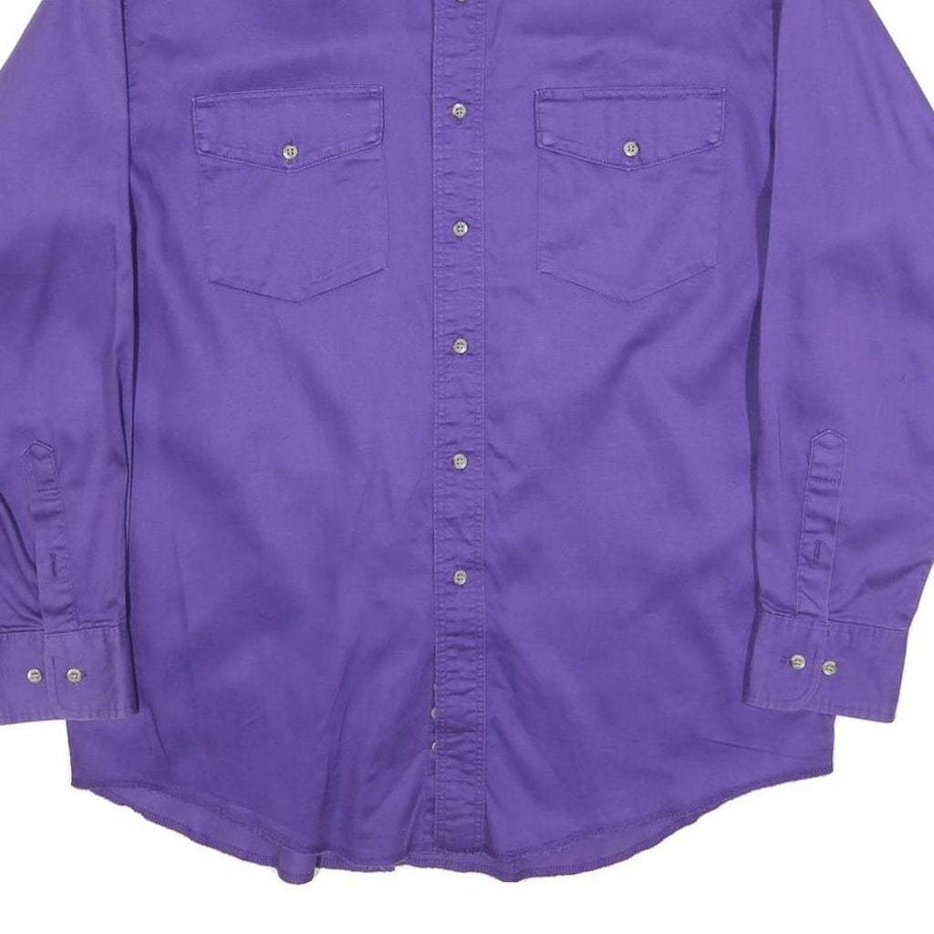WRANGLER Mens Purple Plain Cotton Blend Shirt XL Button Casual Long Sleeve