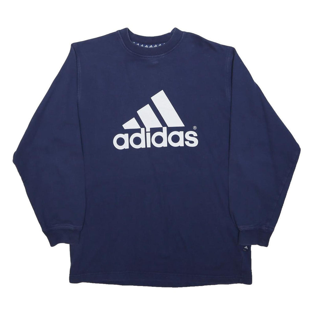ADIDAS Boys Navy Blue Crew Neck XL Logo Sweatshirt Cotton Blend Pullover