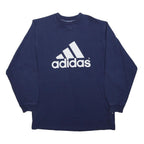 ADIDAS Boys Navy Blue Crew Neck XL Logo Sweatshirt Cotton Blend Pullover