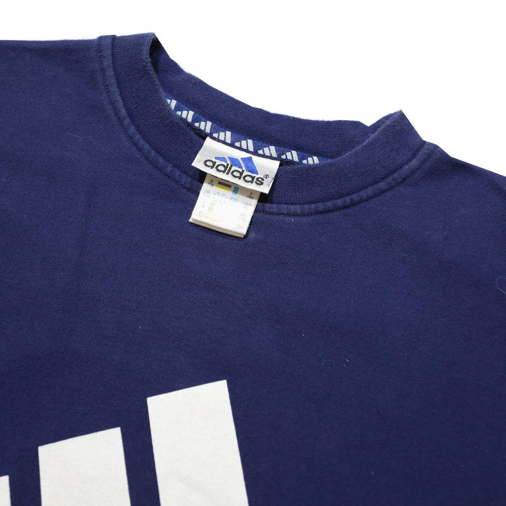 ADIDAS Boys Navy Blue Crew Neck XL Logo Sweatshirt Cotton Blend Pullover