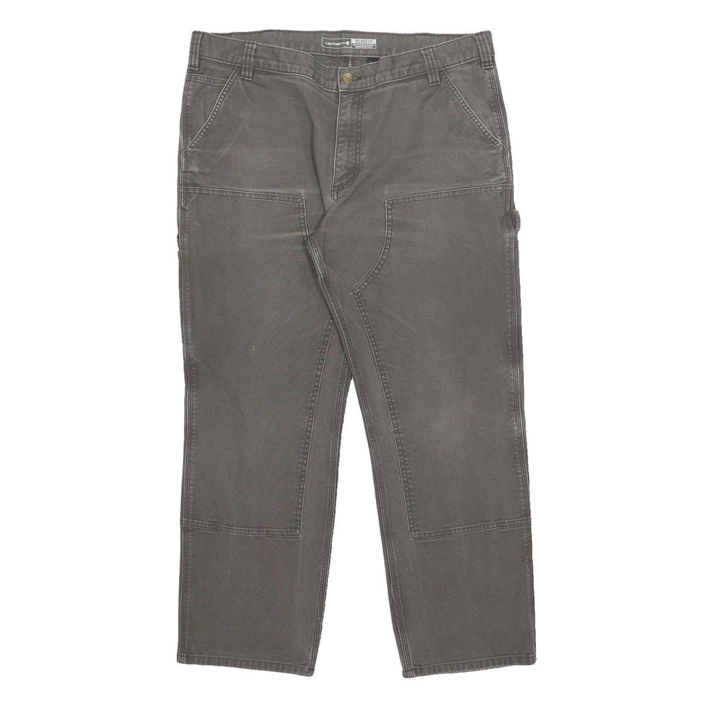 CARHARTT Mens Cotton Blend Relaxed Fit Grey Workwear Trousers W38 L30 Durable
