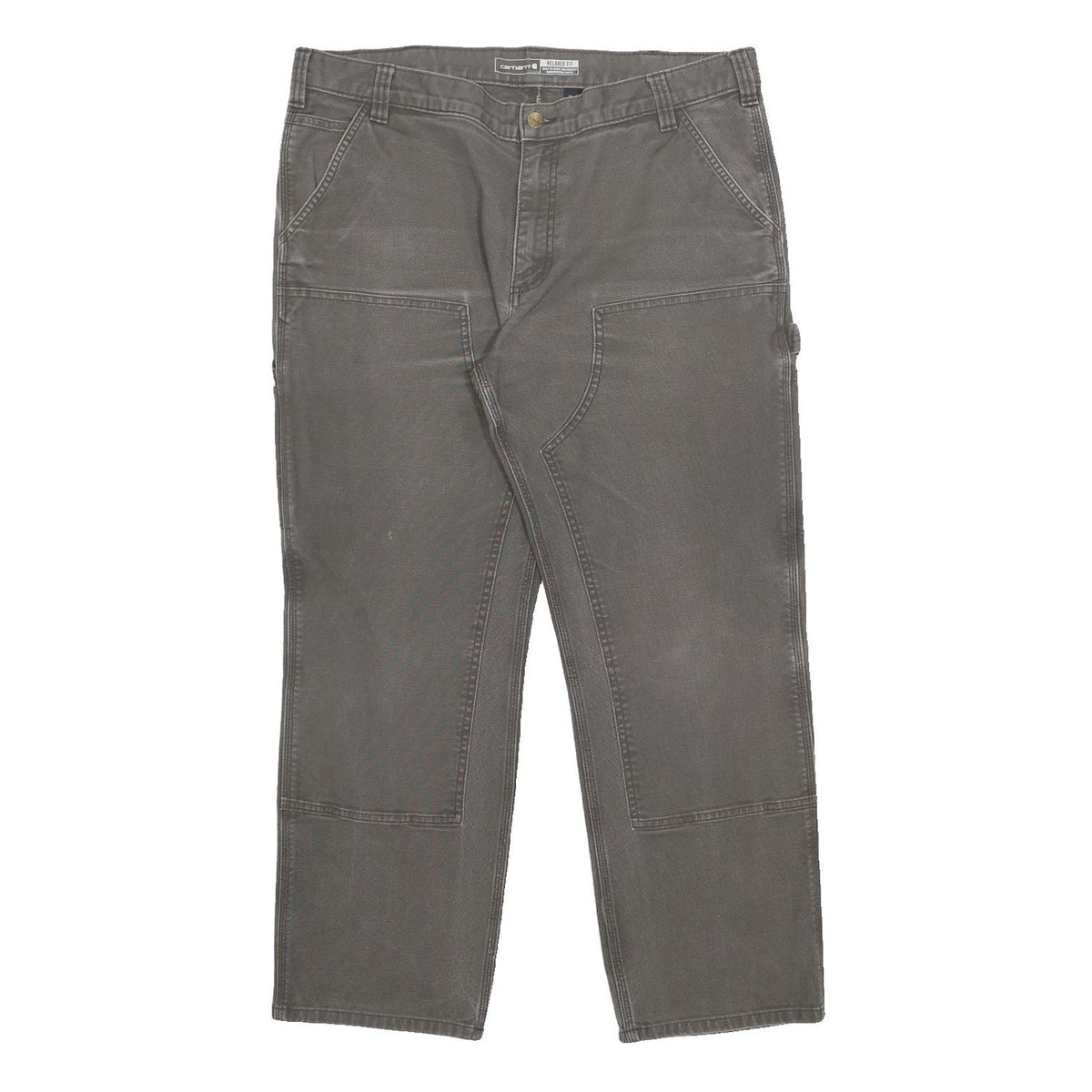 CARHARTT Mens Cotton Blend Relaxed Fit Grey Workwear Trousers W38 L30 Durable