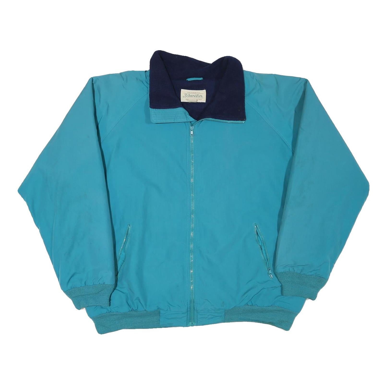 ST JOHNS BAY Mens Blue Bomber Jacket XL Polyester Blend Zip Plain Casual Outdoor
