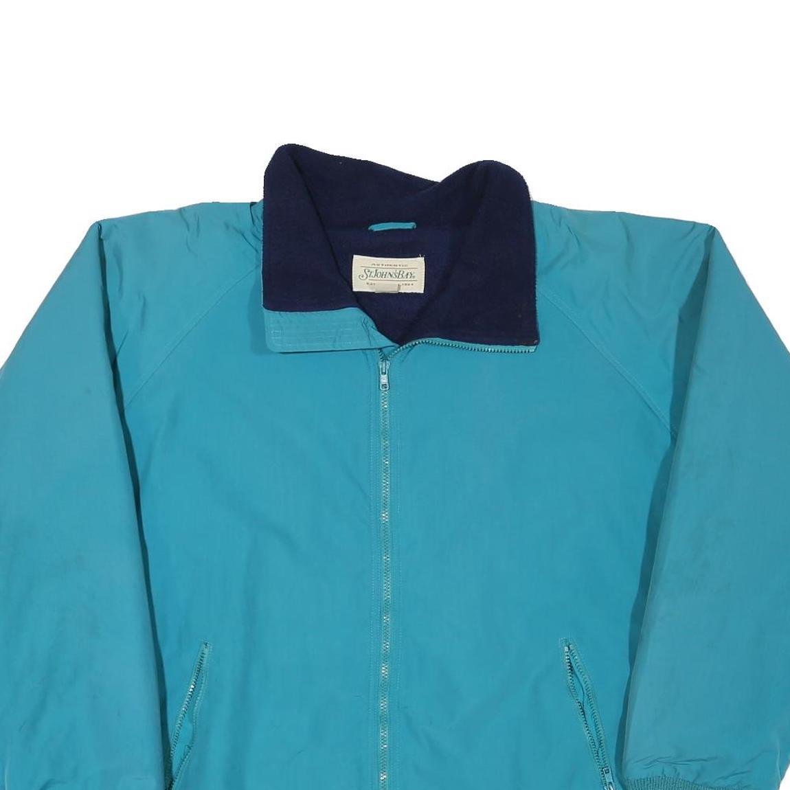 ST JOHNS BAY Mens Blue Bomber Jacket XL Polyester Blend Zip Plain Casual Outdoor