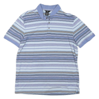 CALVIN KLEIN Mens Blue & Black Striped Short Sleeve Polo Shirt M Cotton Casual