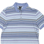 CALVIN KLEIN Mens Blue & Black Striped Short Sleeve Polo Shirt M Cotton Casual