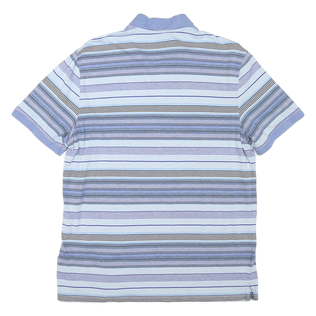 CALVIN KLEIN Mens Blue & Black Striped Short Sleeve Polo Shirt M Cotton Casual