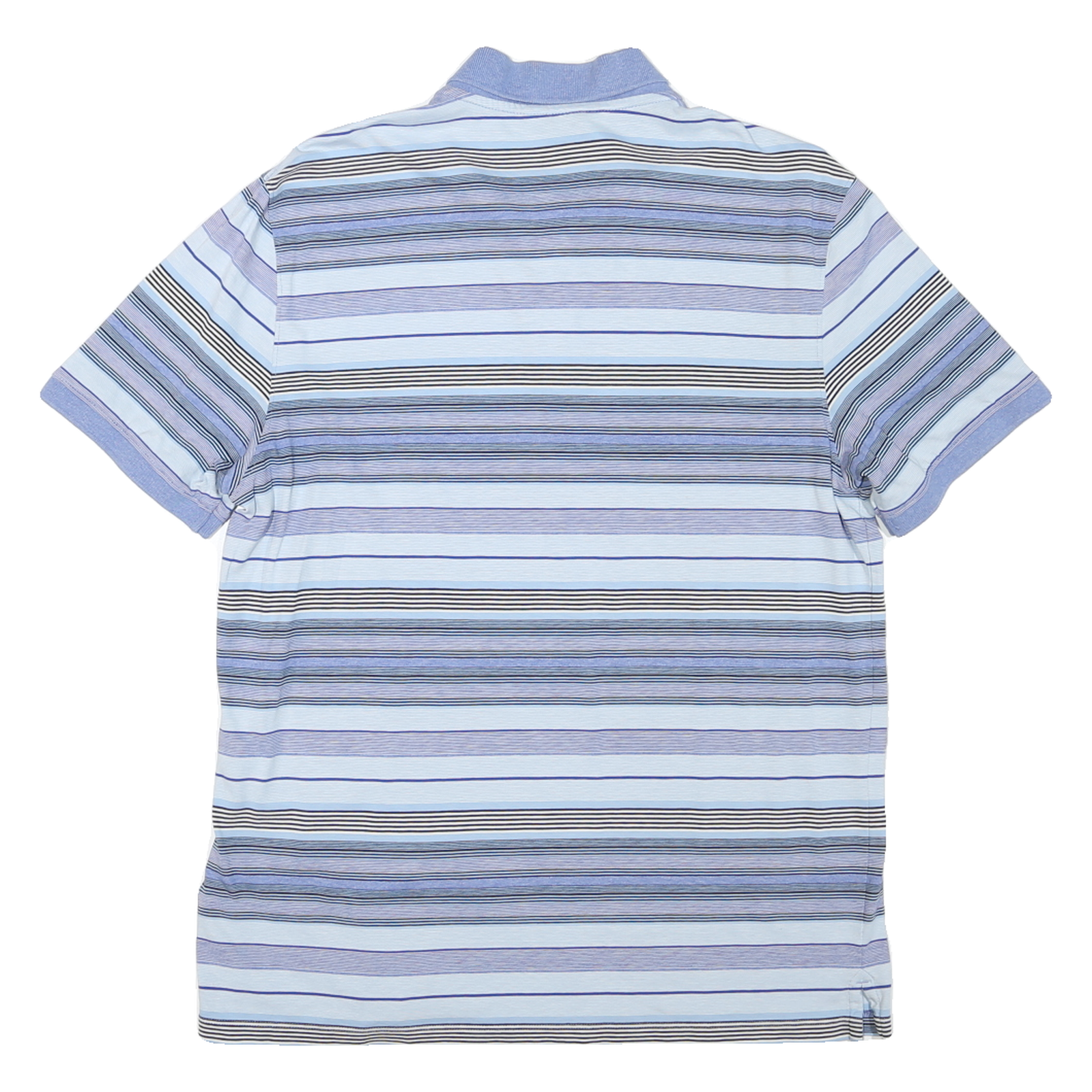 CALVIN KLEIN Mens Blue & Black Striped Short Sleeve Polo Shirt M Cotton Casual