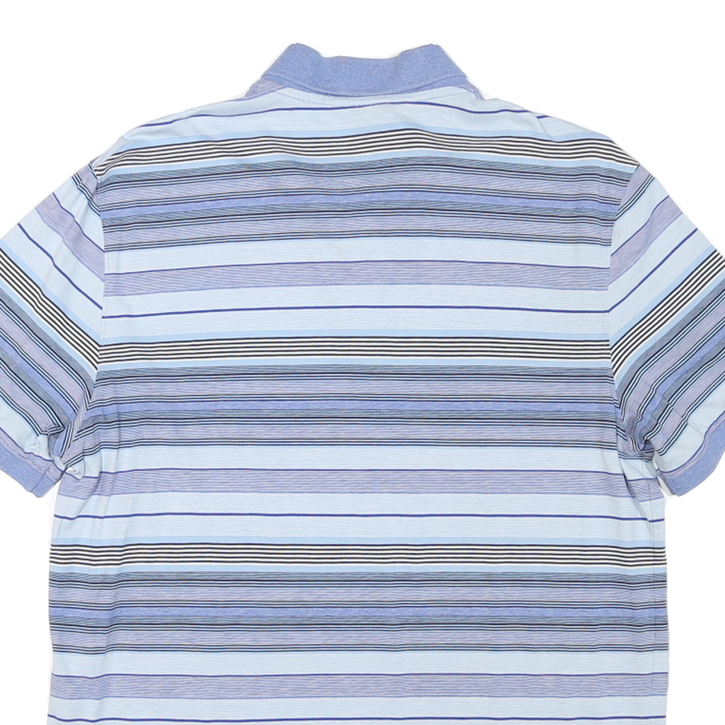 CALVIN KLEIN Mens Blue & Black Striped Short Sleeve Polo Shirt M Cotton Casual