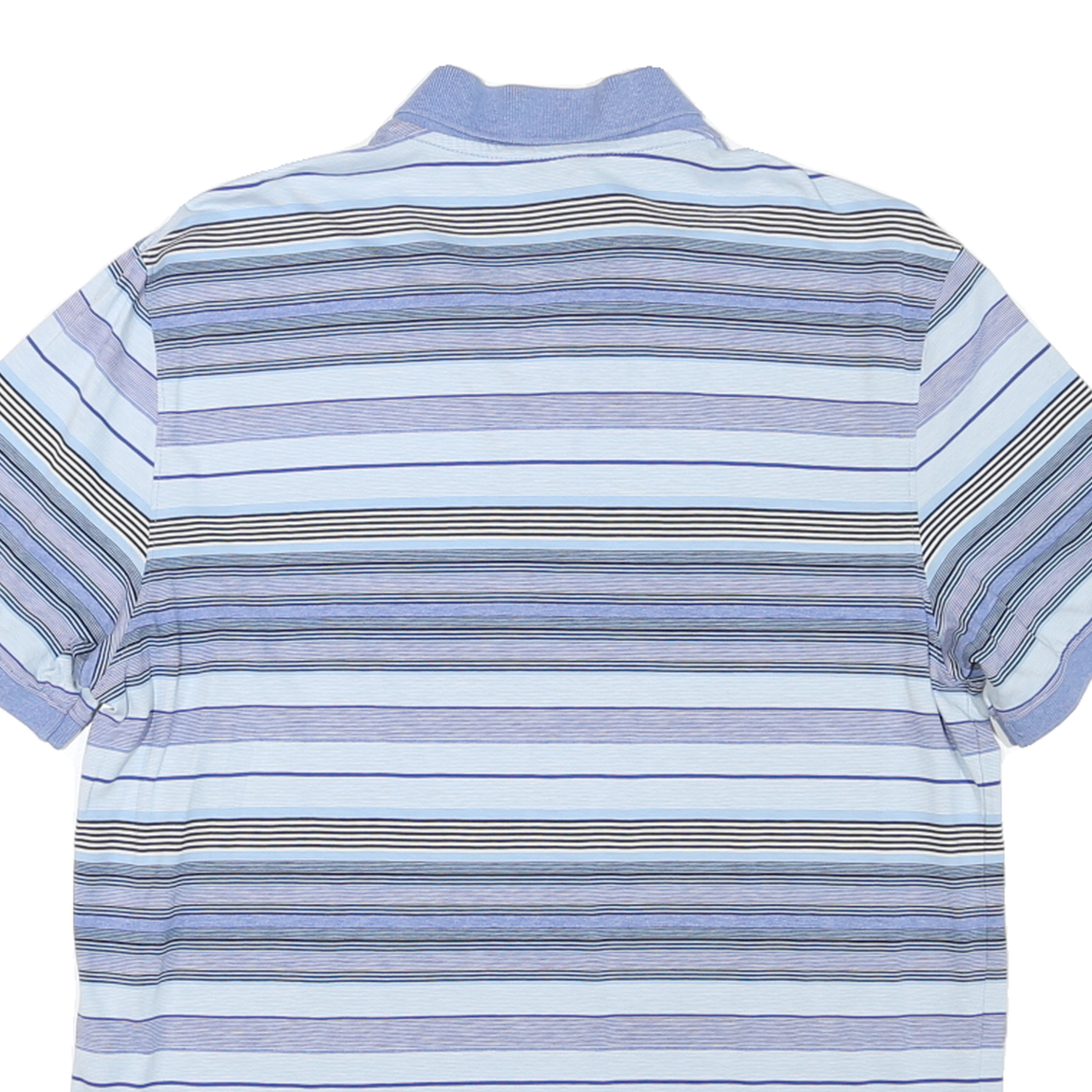 CALVIN KLEIN Mens Blue & Black Striped Short Sleeve Polo Shirt M Cotton Casual