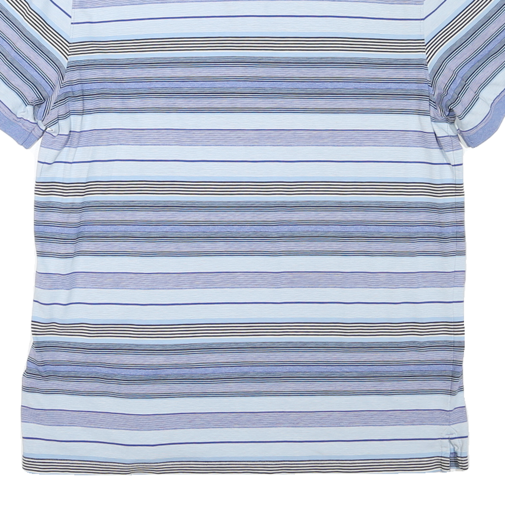 CALVIN KLEIN Mens Blue & Black Striped Short Sleeve Polo Shirt M Cotton Casual