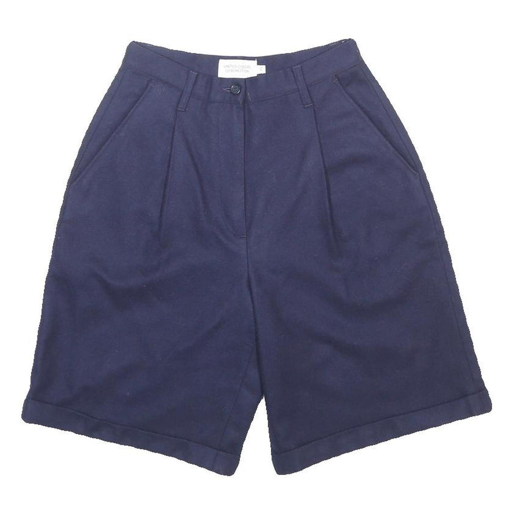 BENETTON Womens Shorts Blue Casual Wool Blend S W25 Tailored Comfortable