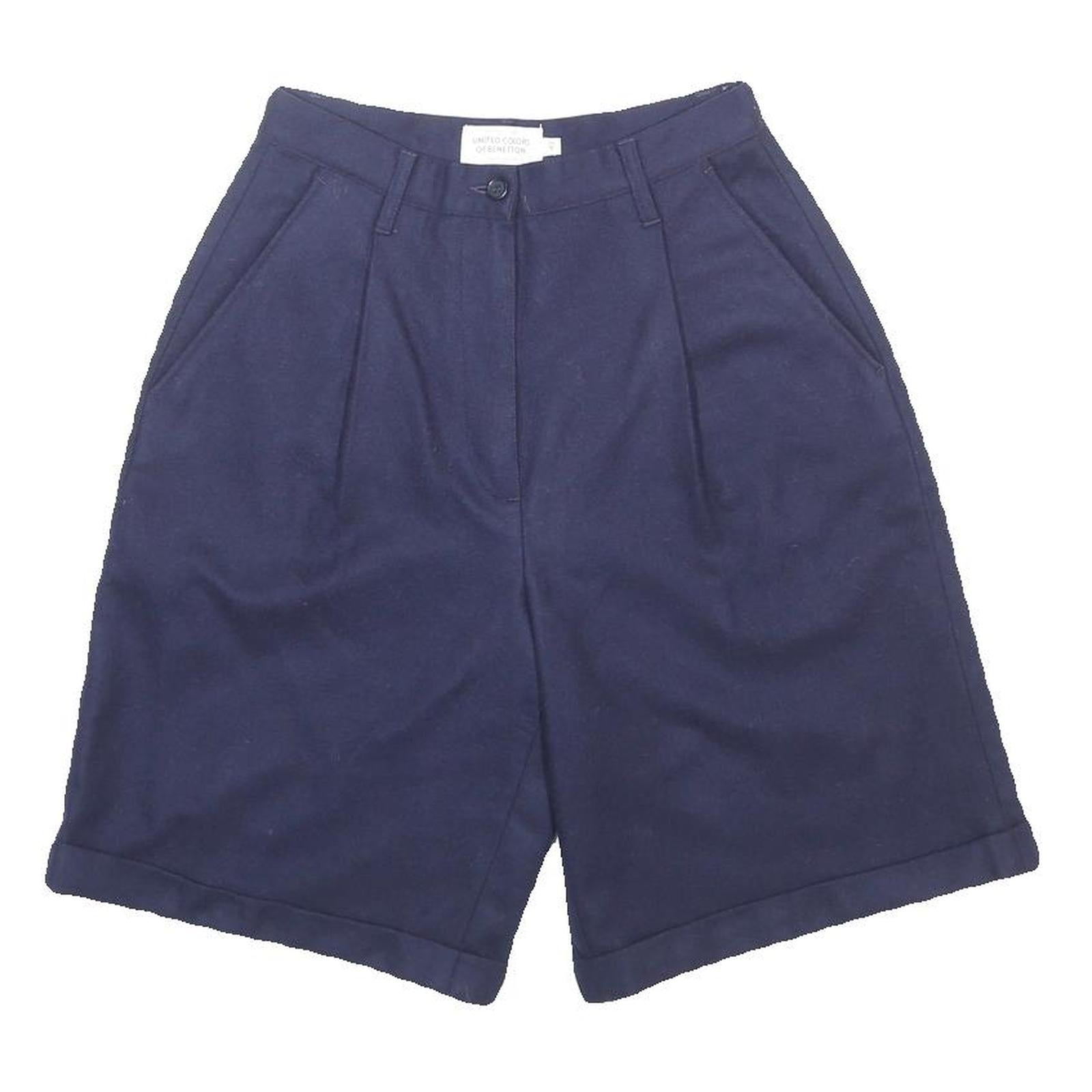 BENETTON Womens Shorts Blue Casual Wool Blend S W25 Tailored Comfortable