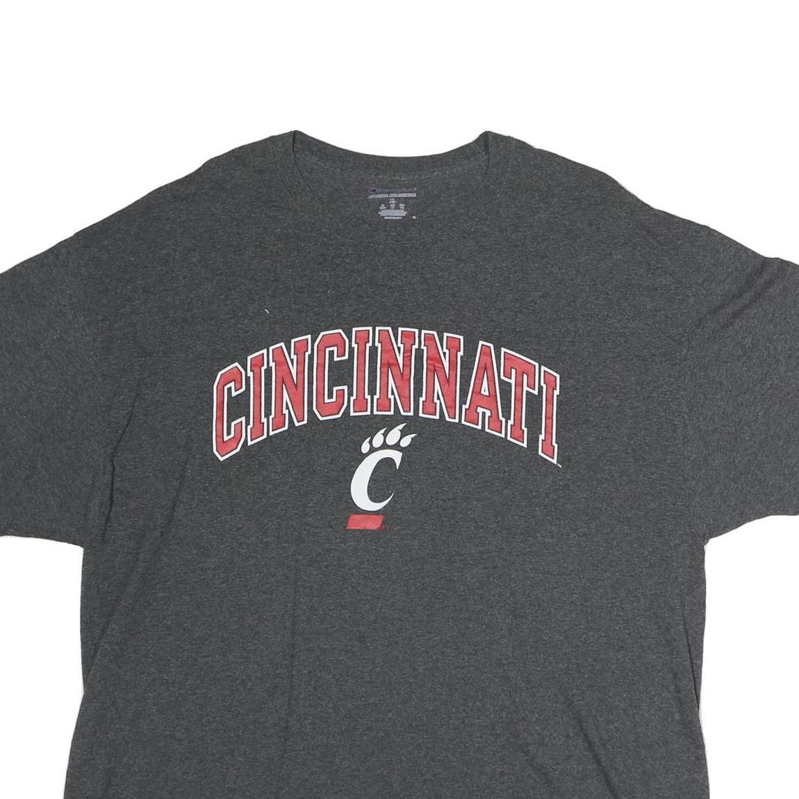 CHAMPION Mens Grey Cincinnati Graphic T-Shirt XL Short Sleeve Crew Neck Cotton