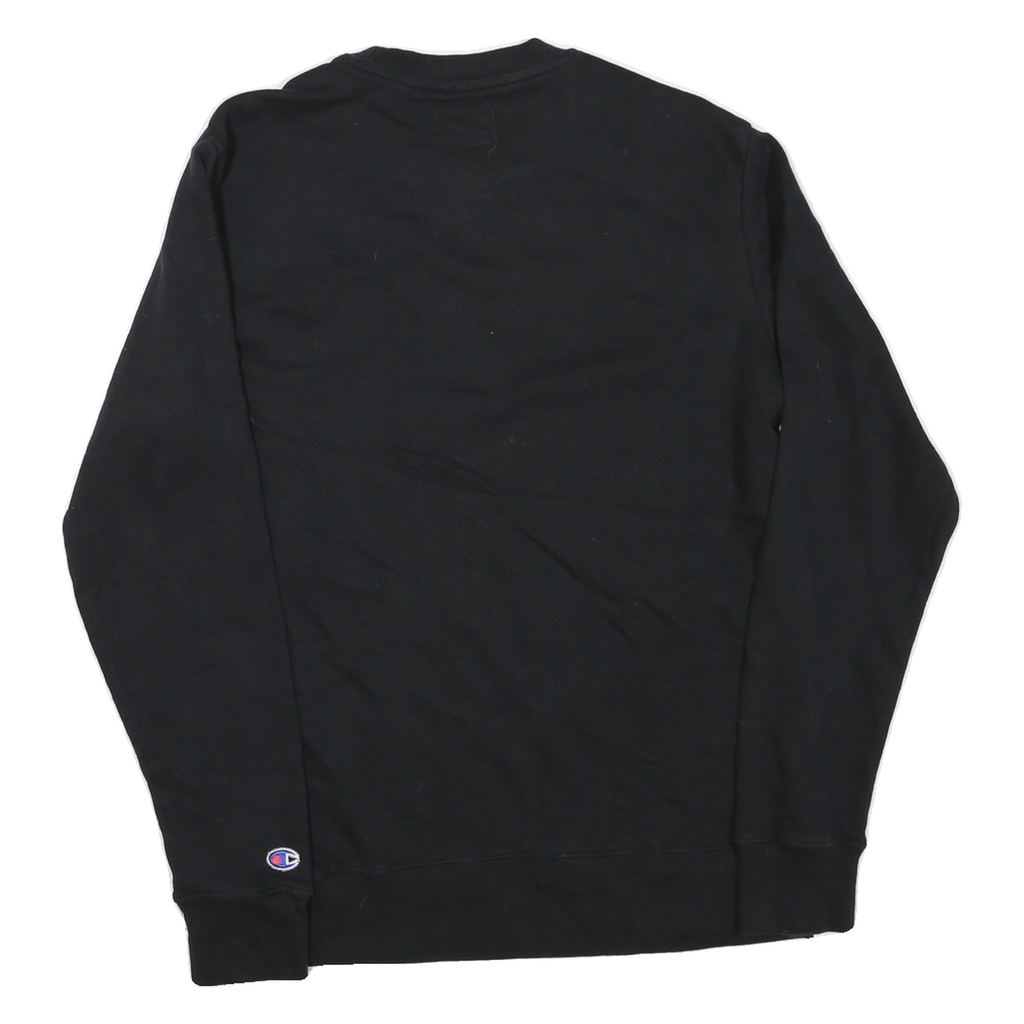 CHAMPION Mens Black Cotton Blend Crew Neck S Logo Sweatshirt Pullover