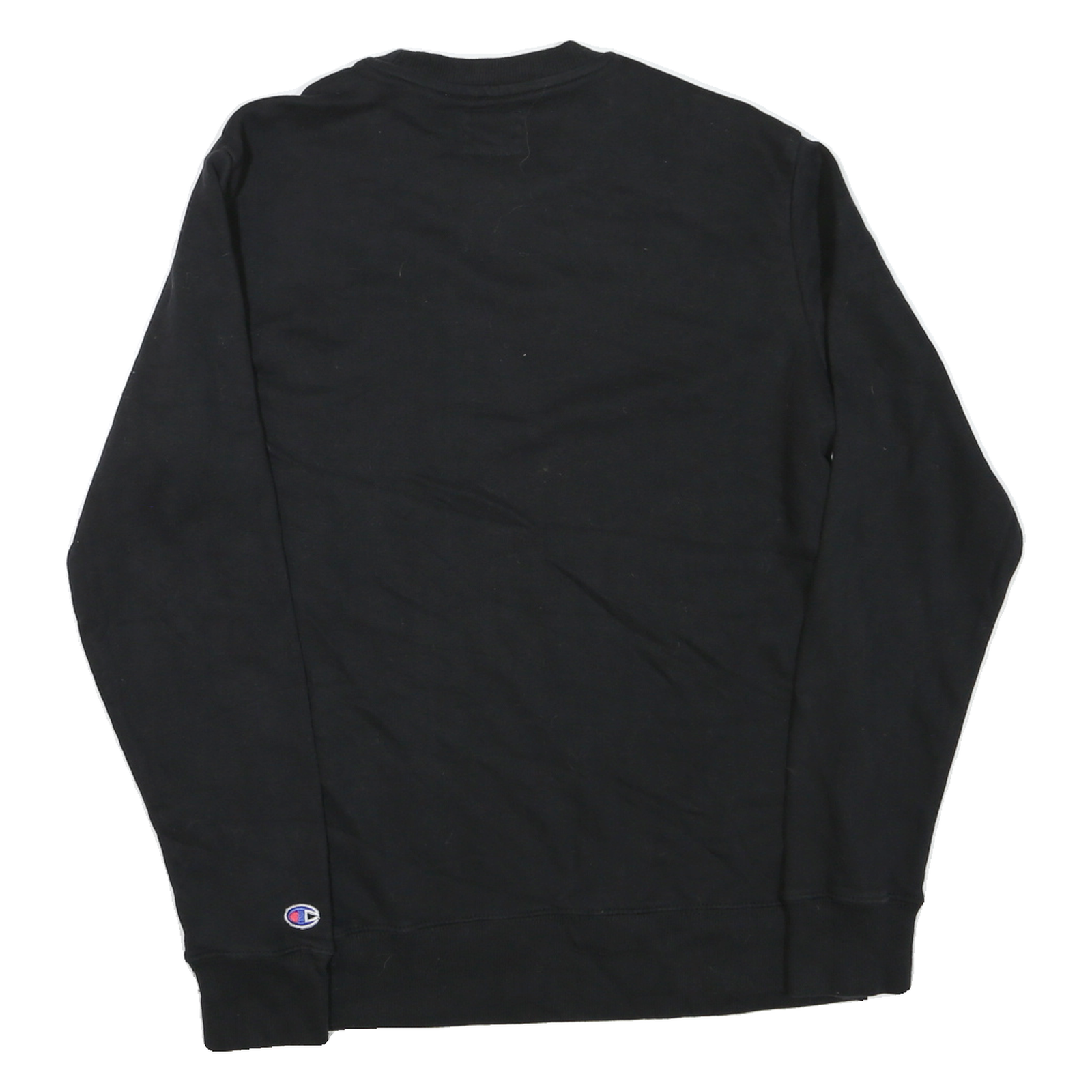 CHAMPION Mens Black Cotton Blend Crew Neck S Logo Sweatshirt Pullover