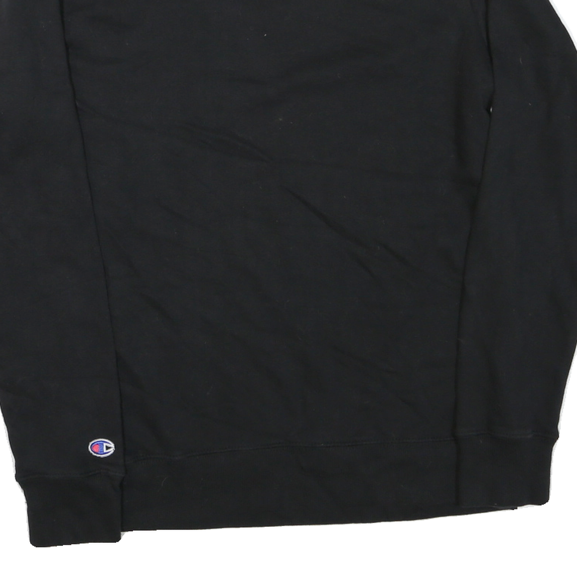 CHAMPION Mens Black Cotton Blend Crew Neck S Logo Sweatshirt Pullover