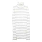 IT'S OUR TIME Womens White & Grey Patterned Jumper Roll Neck Basic Knit S