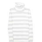 IT'S OUR TIME Womens White & Grey Patterned Jumper Roll Neck Basic Knit S