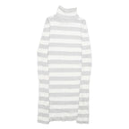 IT'S OUR TIME Womens White & Grey Patterned Jumper Roll Neck Basic Knit S