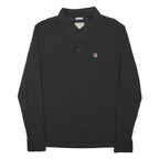 FILA Mens Black Long Sleeve Plain Cotton Blend Polo Shirt M Slim Fit