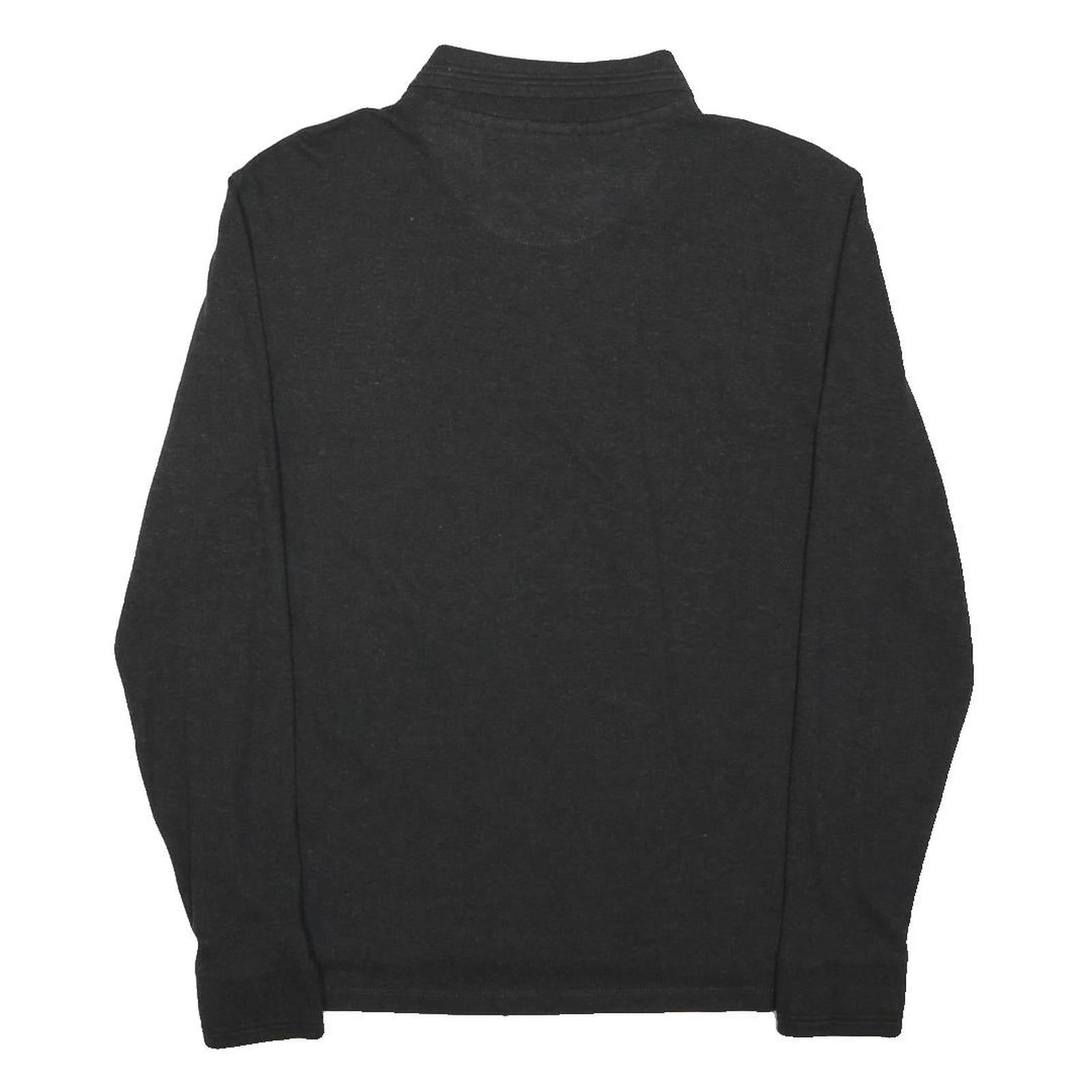 FILA Mens Black Long Sleeve Plain Cotton Blend Polo Shirt M Slim Fit