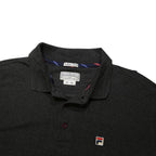 FILA Mens Black Long Sleeve Plain Cotton Blend Polo Shirt M Slim Fit